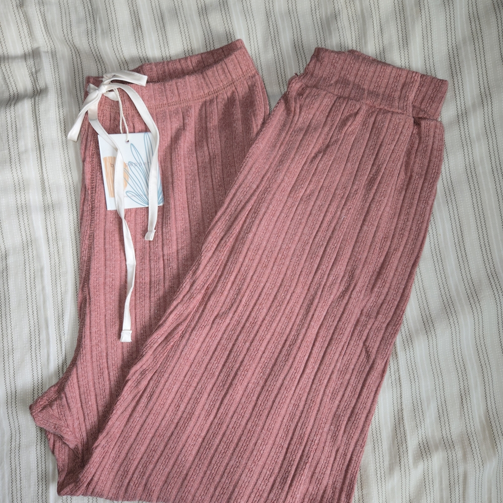 Blu Pepper Pink Ribbed Pajama Pants